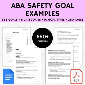 ABA Safety Goals, ABA Safety Instructions, ABA Safety Goals Examples, ABA Goal Bank PDF