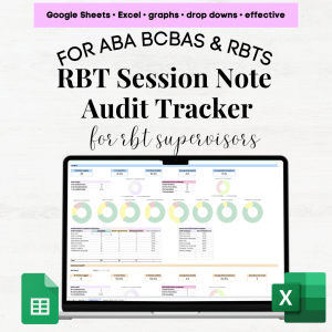 RBT Supervision Audit Log, RBT Session Note Audit Tracker, BCAB RBT Supervision Audit Log template