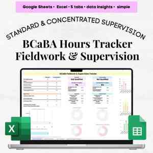 BCaBA Fieldwork Hours Tracker, BCaBA Supervision Tracker, Excel & Google Sheets Template Pre 2027