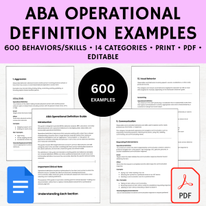 Operational Definitions ABA Examples PDF, Operational Definitions ABA PDF