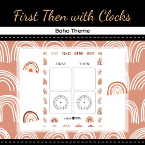 First, Then Board with Clocks – Boho Theme