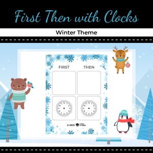 First, Then Board with Clocks – Winter Theme