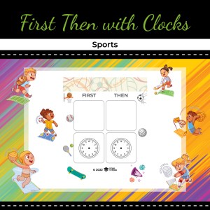 First, Then Board with Clocks – Sports Theme