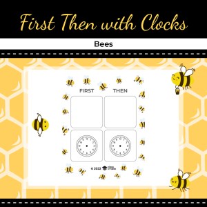 First, Then Board with Clocks – Bee Theme
