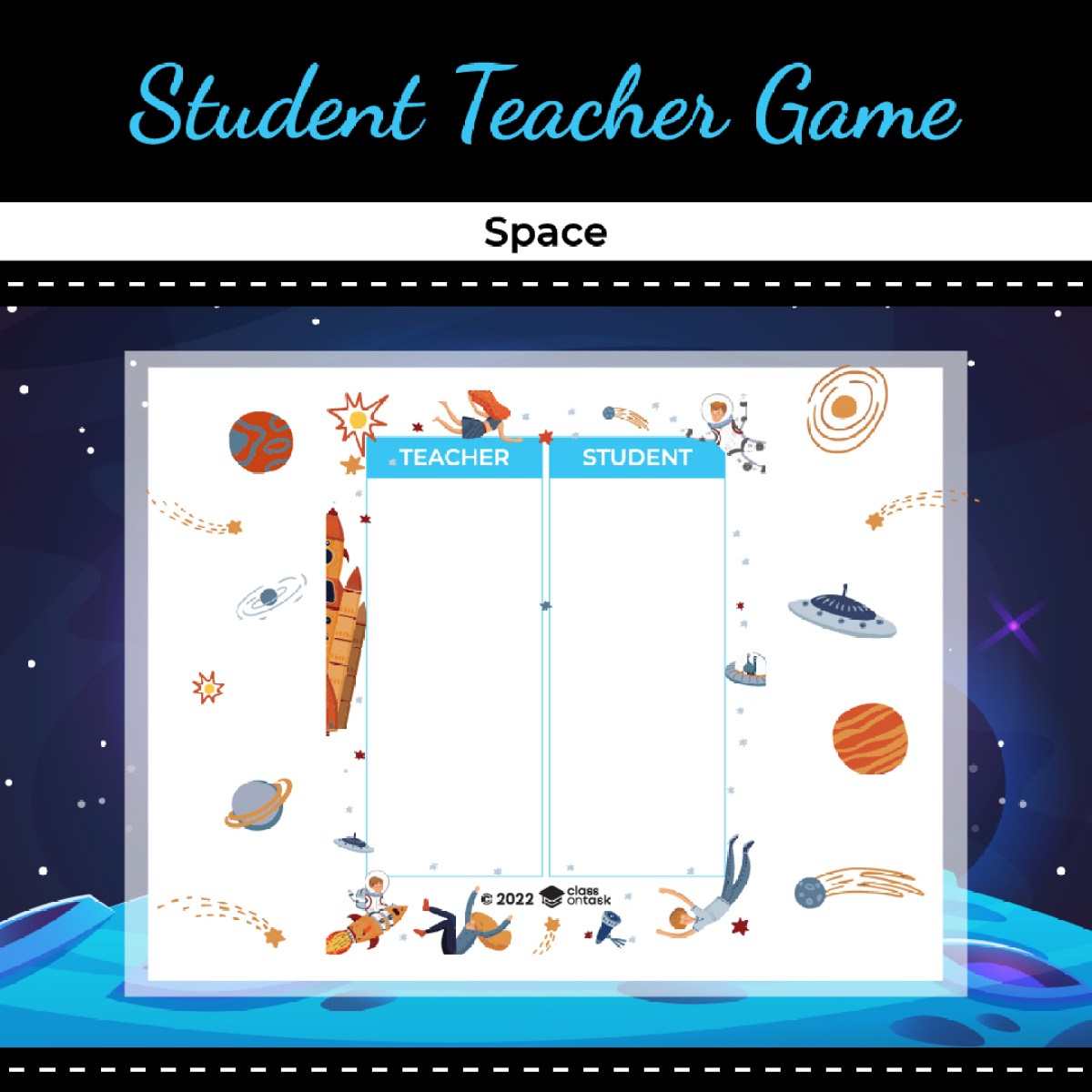 Student Teacher Game Space Theme FREE! Behavior Analyst Resource Center