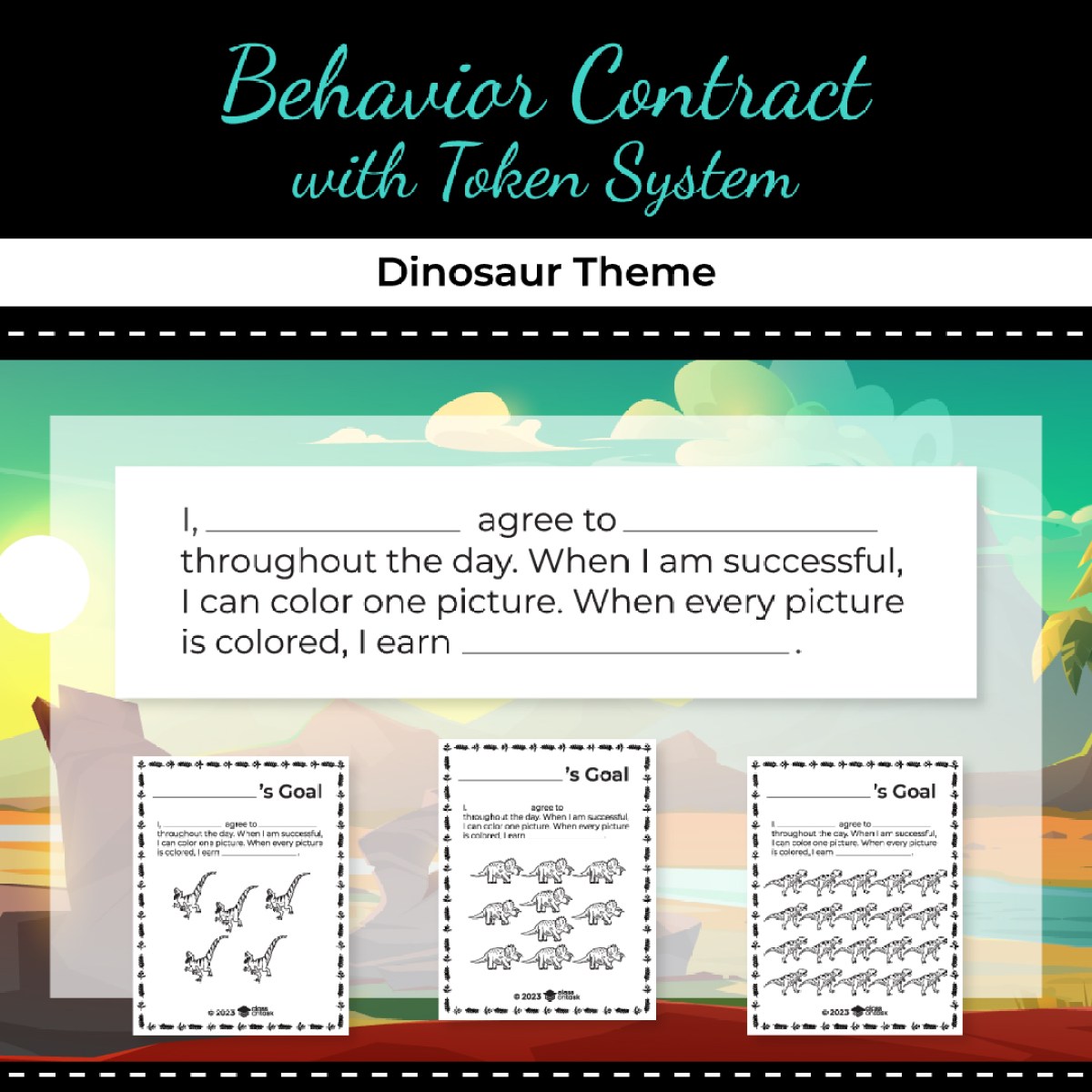 Behavior Contract with Token System – Dinosaur Theme – Behavior Analyst ...