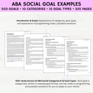 Social Goals Examples, ABA Social Skills Goal Examples, ABA Goal Bank, Social Skills Examples