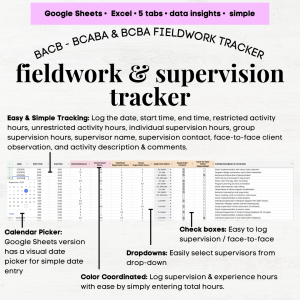 BCBA / BCaBA Fieldwork Hours & Supervision Tracker Excel & Google Sheets