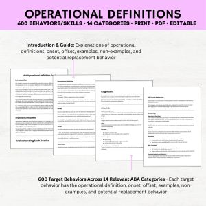 Operational Definitions ABA Examples PDF, Operational Definitions ABA PDF