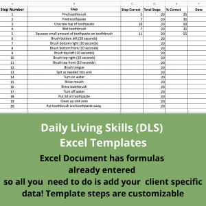 Excel Daily Living Skills Templates