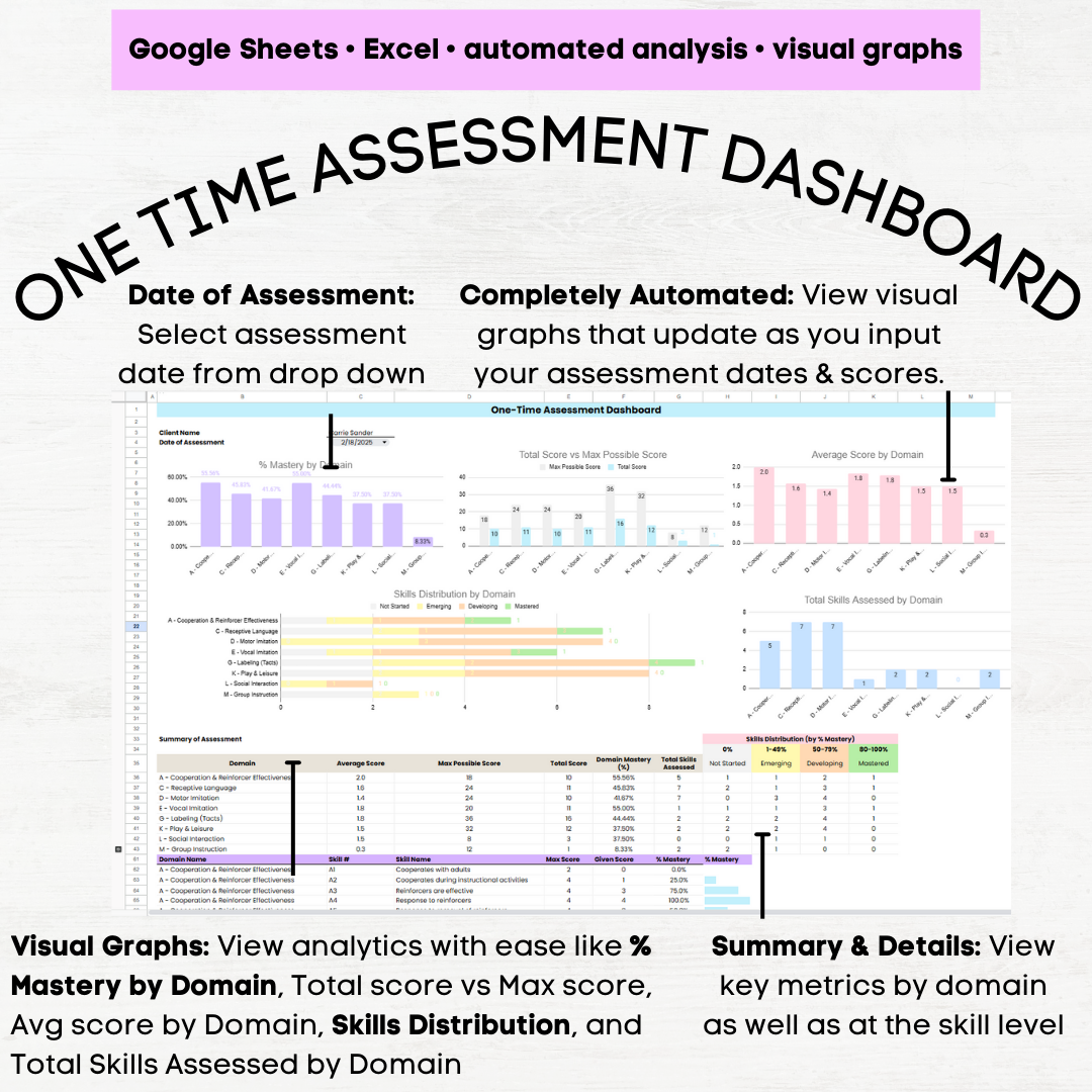ABLLS-R Tracking Sheet & Scoring Dashboard, ABLLS-R Assessment, ABLLS-R Excel & Google Sheets Data Tracking & Visual Graphs - Image 3
