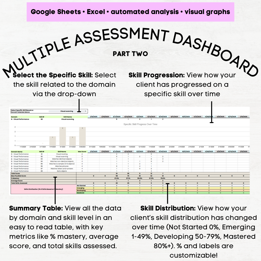 ABLLS-R Tracking Sheet & Scoring Dashboard, ABLLS-R Assessment, ABLLS-R Excel & Google Sheets Data Tracking & Visual Graphs - Image 5