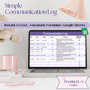 Simple Communication Log | Google Sheets Template for tracking client communication