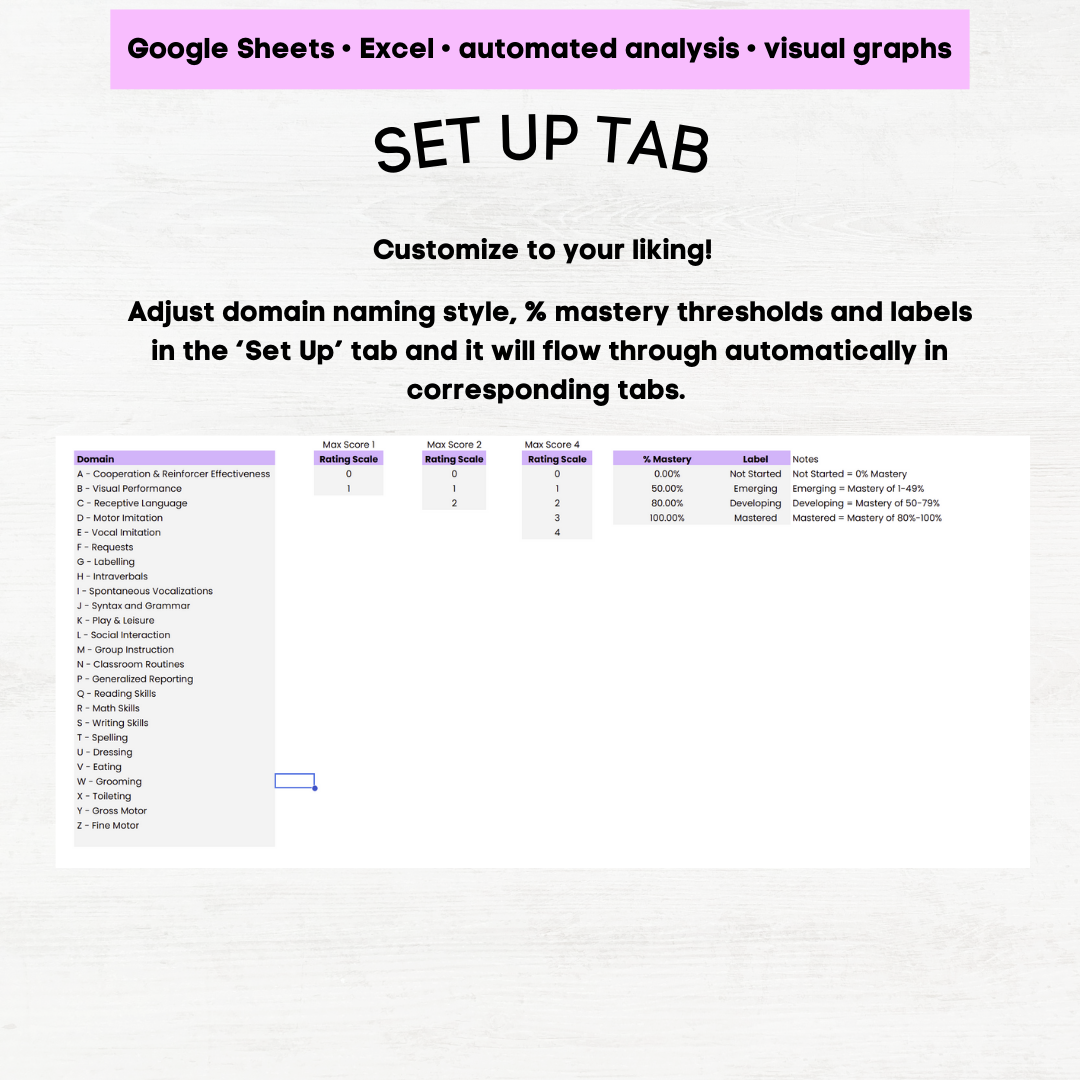 ABLLS-R Tracking Sheet & Scoring Dashboard, ABLLS-R Assessment, ABLLS-R Excel & Google Sheets Data Tracking & Visual Graphs - Image 8