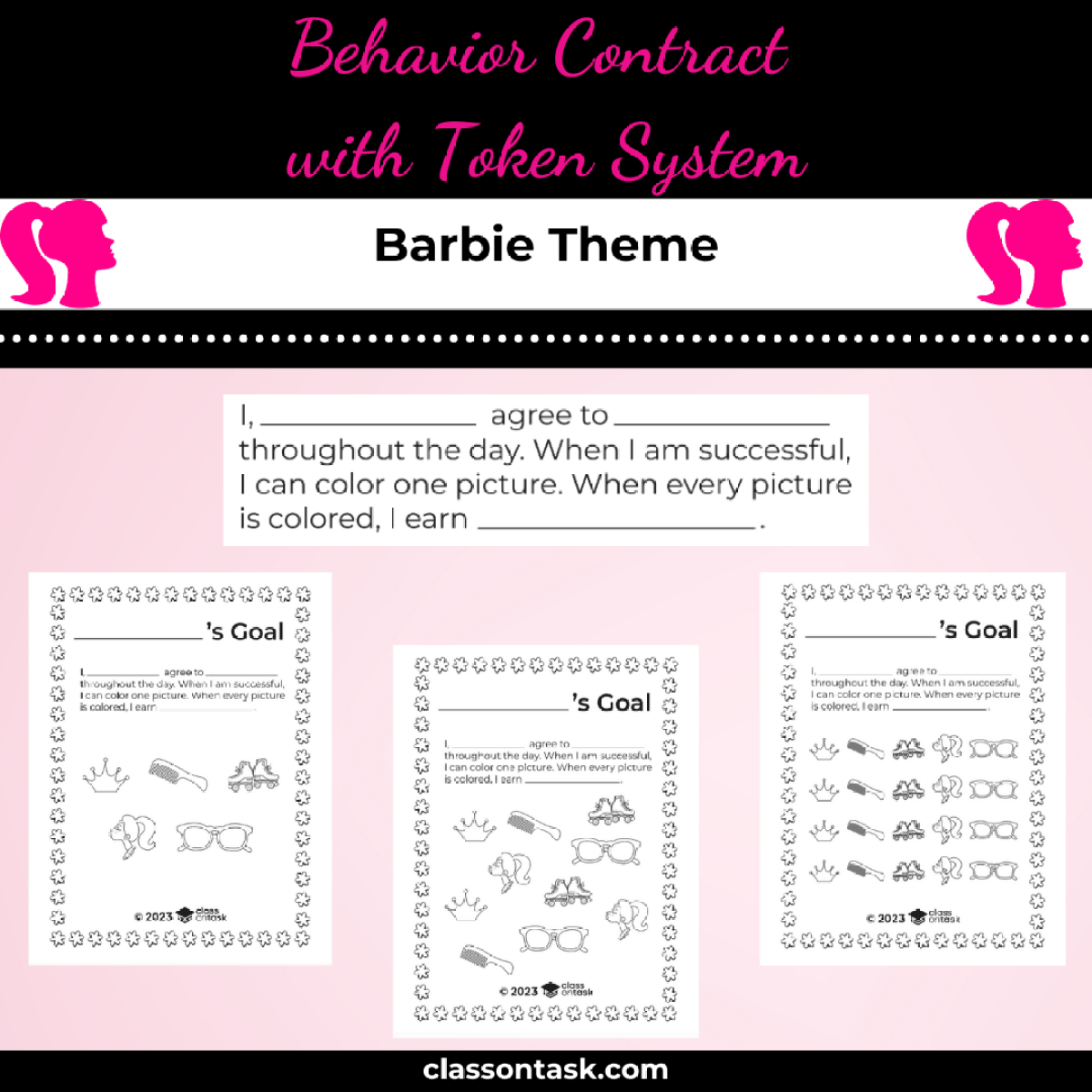 Behavior Contract with Token System – Barbie Theme – Behavior Analyst ...