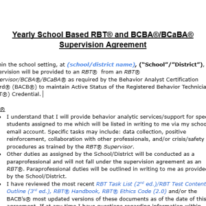 School Based Yearly RBT® Supervision Contract