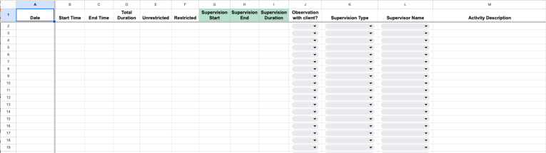 Field work tracker image – Behavior Analyst Resource Center