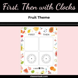 First, Then Board with Clocks – Fruit Theme