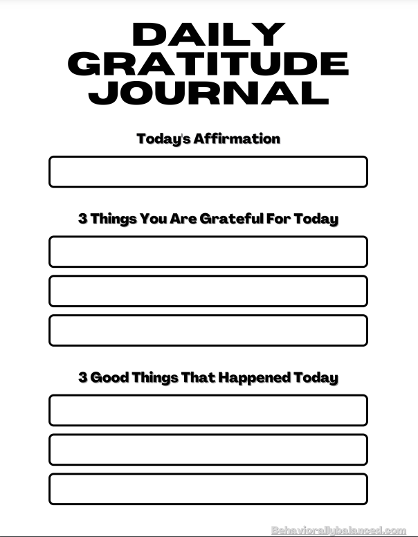 Daily Gratitude Journal Template- Practicing Mindfulness I Kindness I Regulation