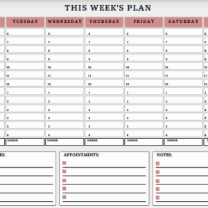 Weekly Pad: Structured Schedule & Priorities