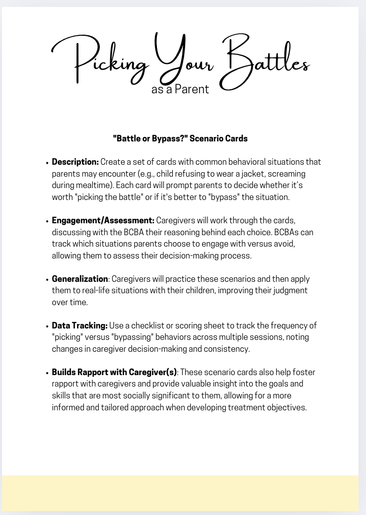 Battle or Bypass? ABA Scenario Cards for Parent Training – Boost ...