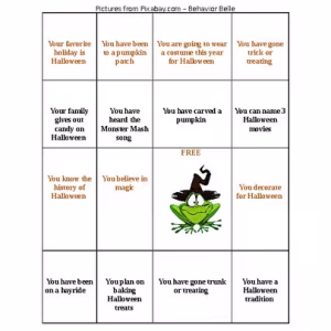 HALLOWEEN HUMAN BINGO (Social Skills)